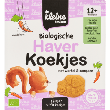 De Kleine Keuken Biologische Haverkoekjes met Wortel en Pompoen 12+ Maanden 40 Stuks 120 g