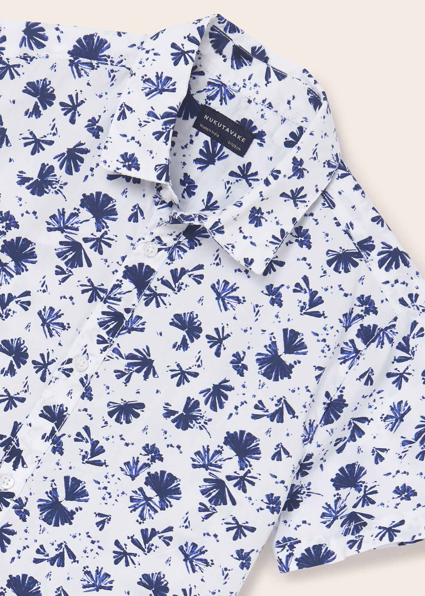 Camisa de algodão estampada de manga curta para meninos