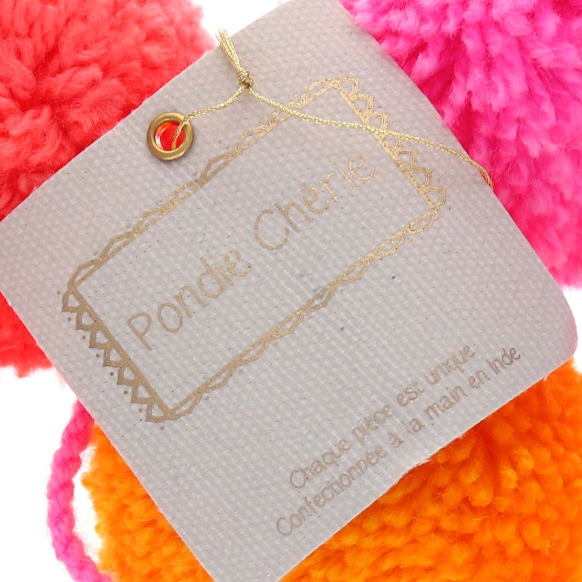 Guirlande Pompons orange rouge et rose Pondie Chérie