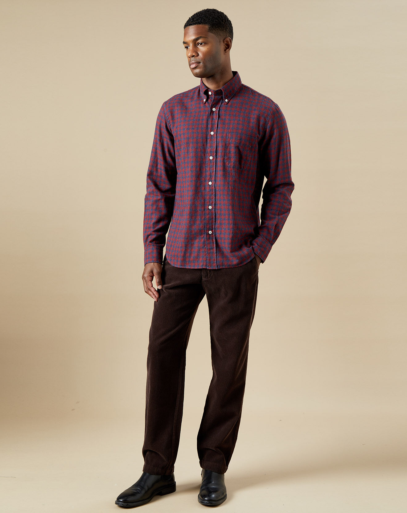 Hartford Chemise en Flanelle regular Pitt à carreaux rouge/indigo