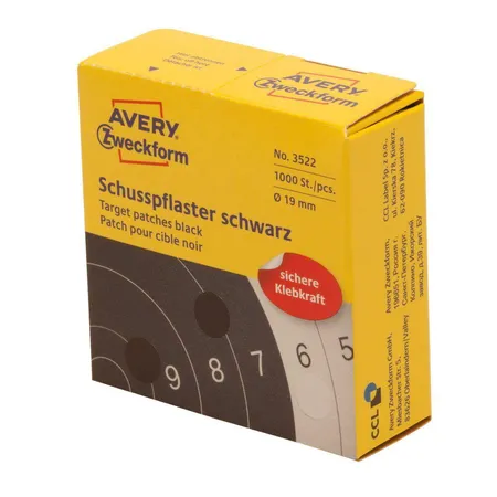 Avery Zweckform 3522 Schusspflaster Ø 19 mm, 1 Rolle/1.000 Etiketten, schwarz