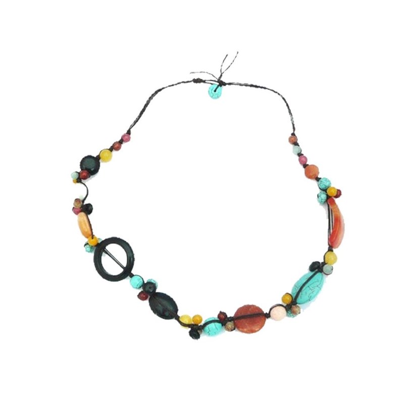 Collier fil de soie & pierre