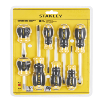 Stanley schroevendraaierset Cushiongrip 8 delig