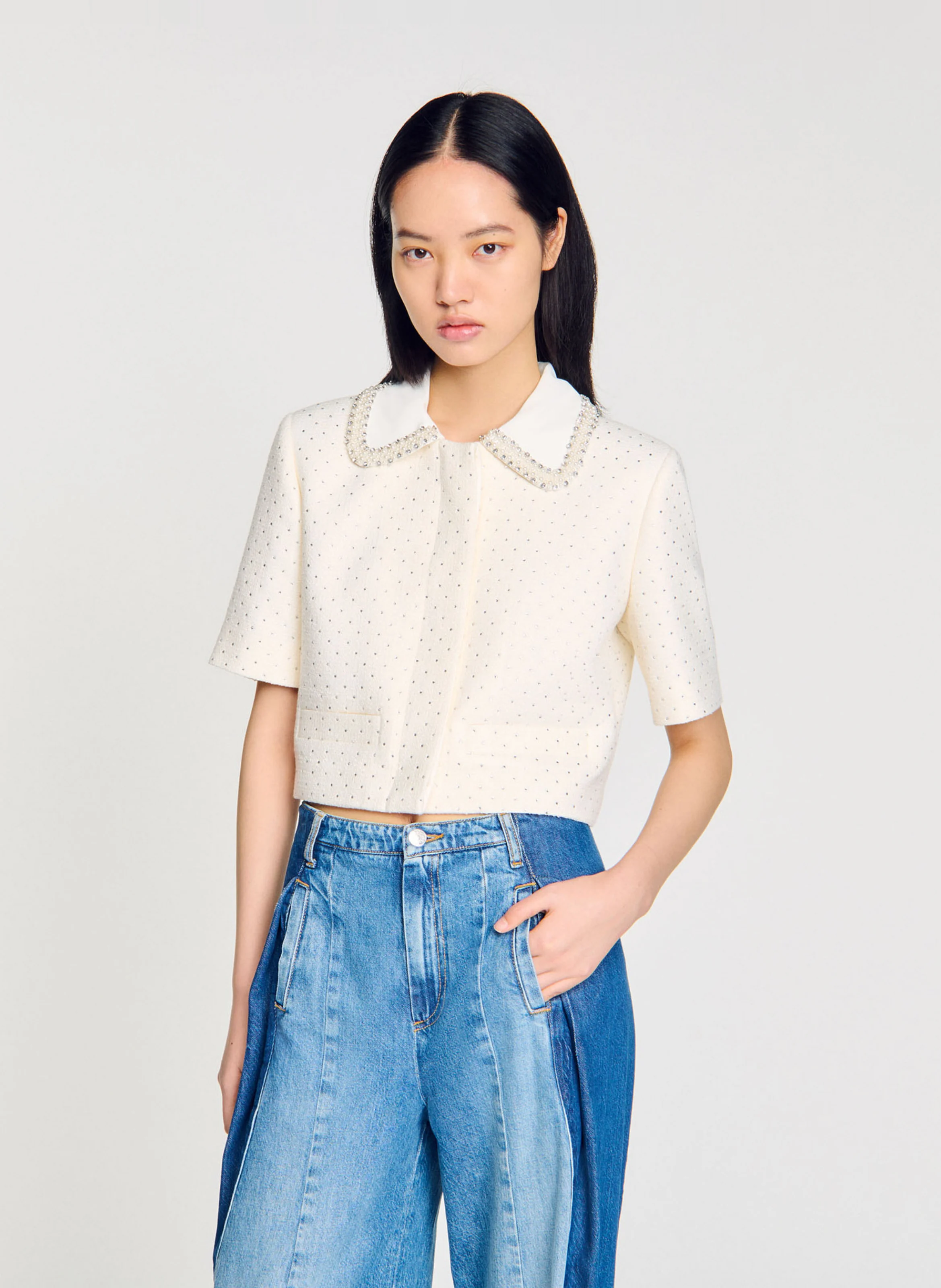 Veste droite col classique | Blanc