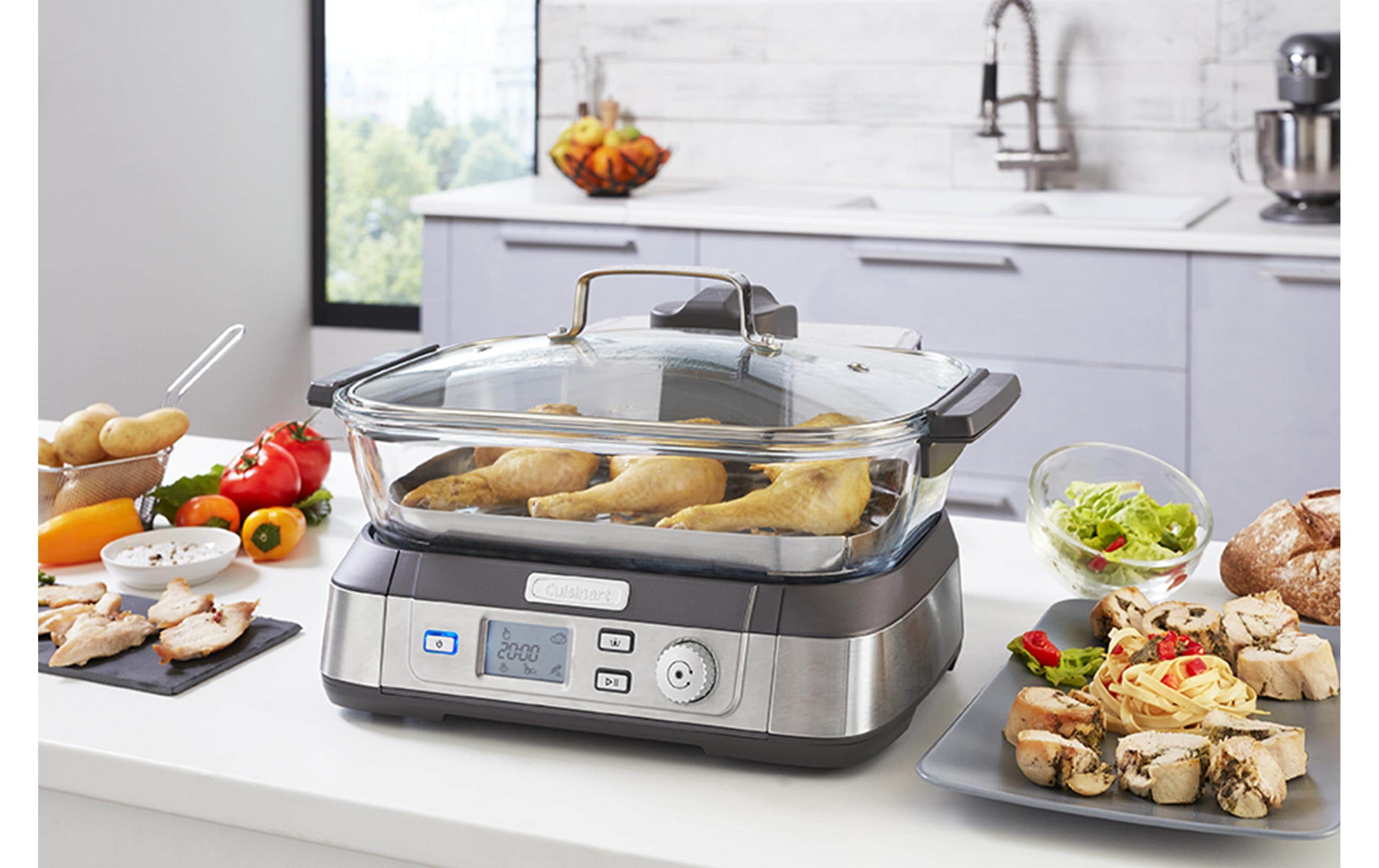 Dampfgarer Digital Steam Cooker<br>Dampfgarer mit Kochtopf und Deckel aus widerstandsfähigem Glas