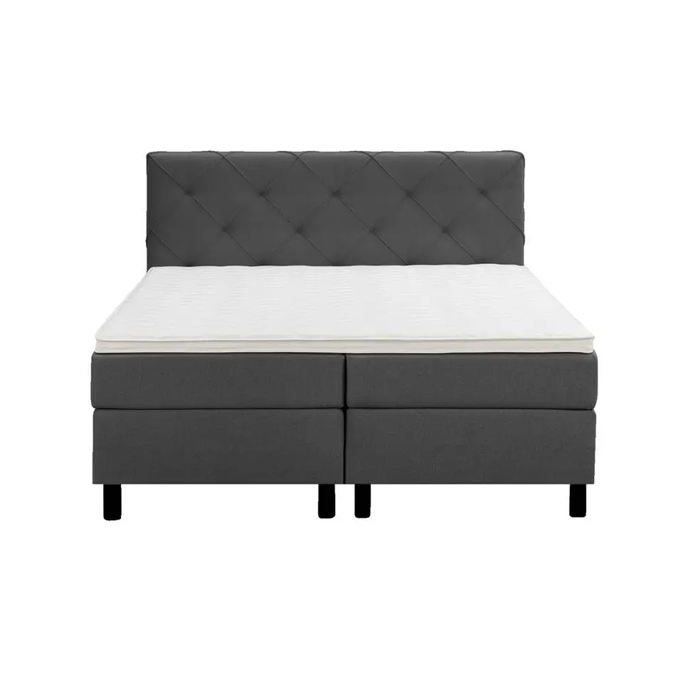Boxspring Liv geruit - antraciet - 160x200 cm - ronde poot