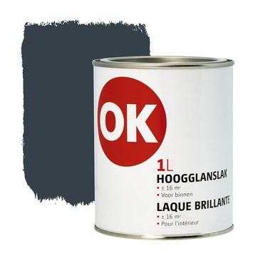OK binnenlak hoogglans antraciet 1 liter