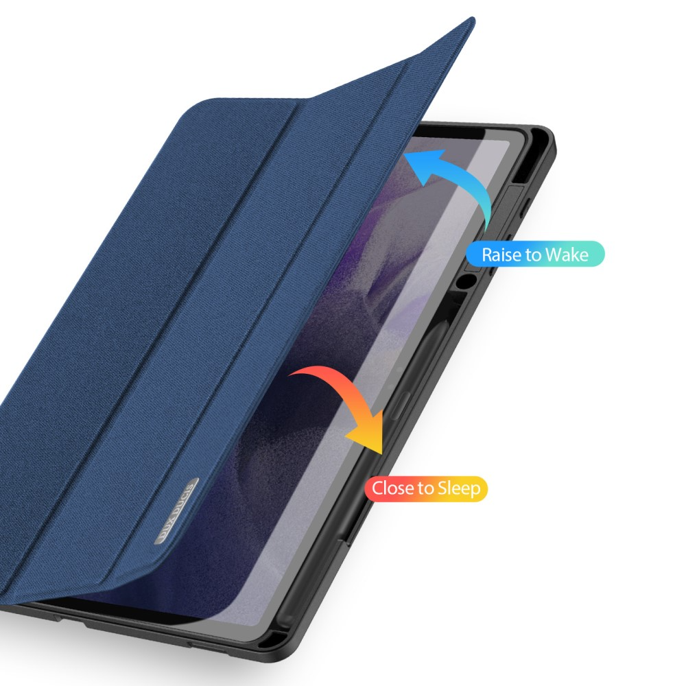 Samsung Galaxy Tab S8  Plus / Tab S7 FE 5G / Tab S7  Plus Tasche Smart Cover Hülle Stoff Design mit S-Pen Halterung - Dunkelblau