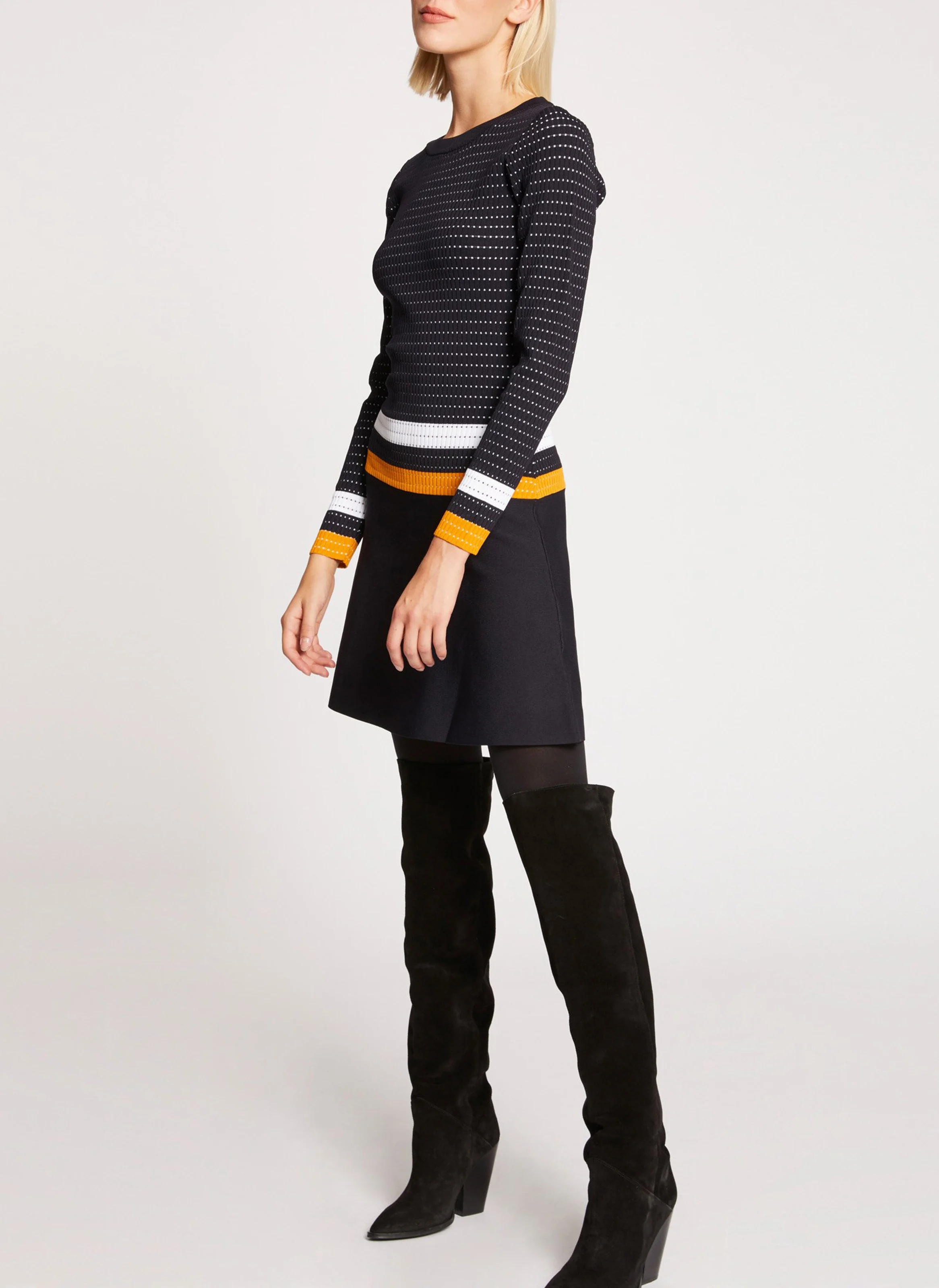 Robe courte col rond | Bleu