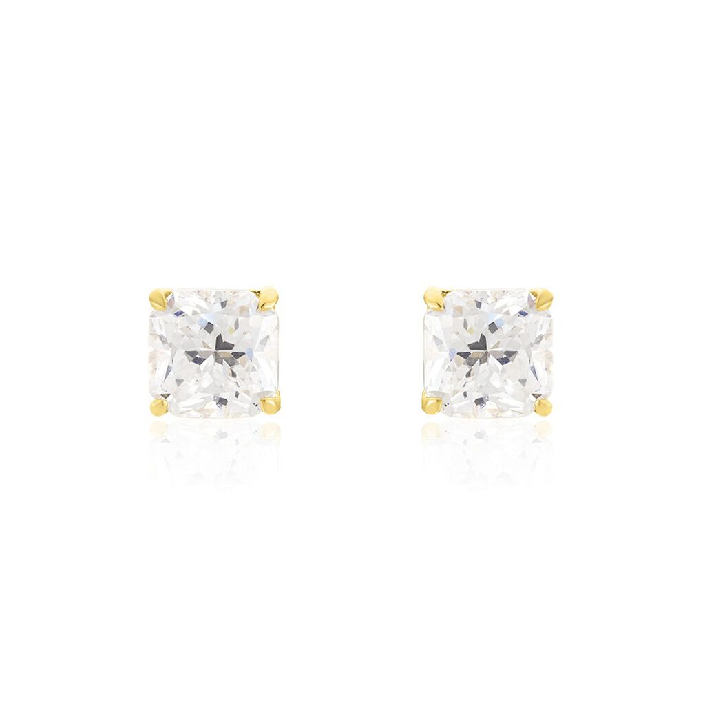 Boucles D'oreilles Puces Doreen Carre Or Jaune Oxyde De Zirconium