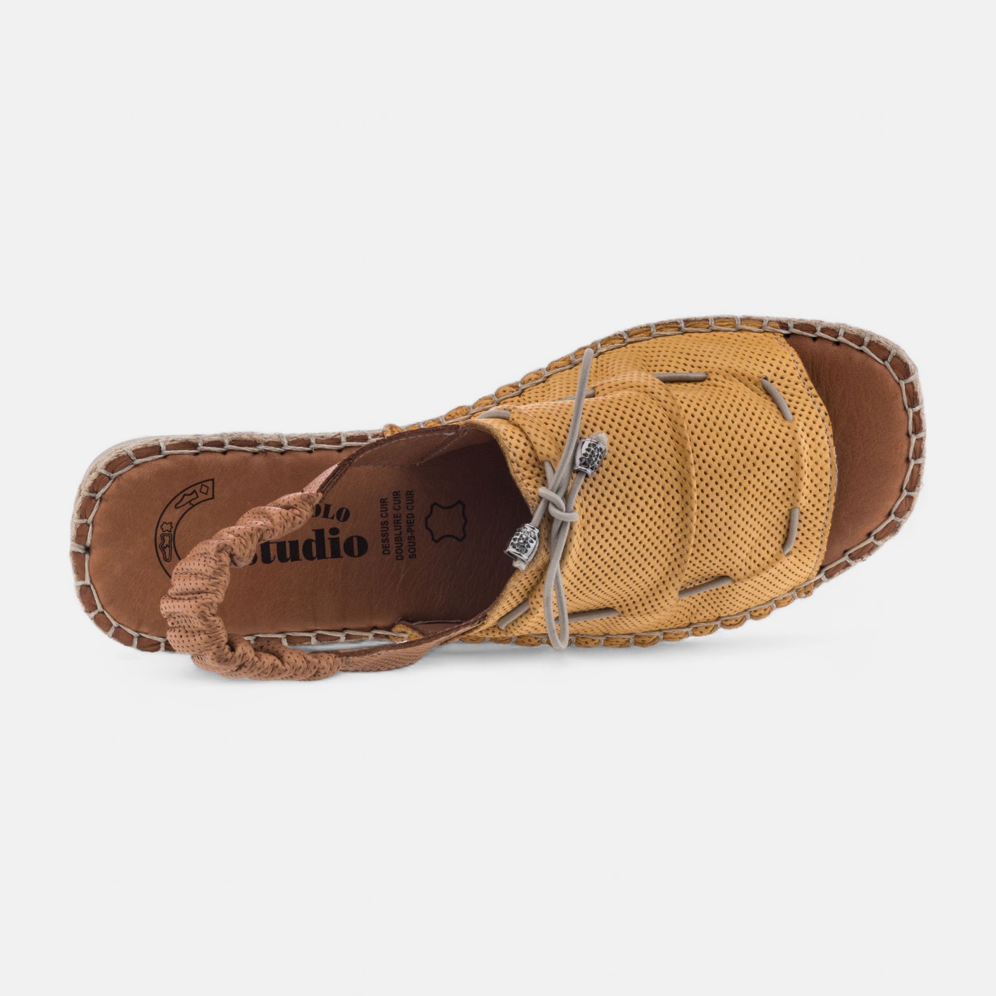 Sandales Femme en cuir jaune