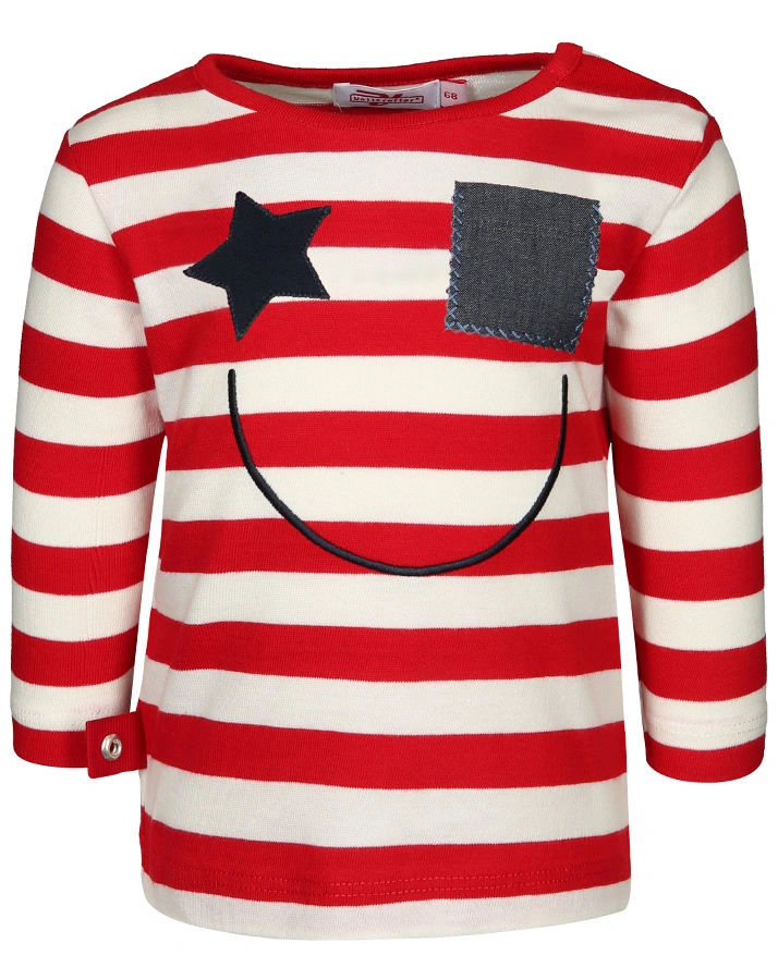 Langarmshirt SMILEY gestreift in rot/weiß