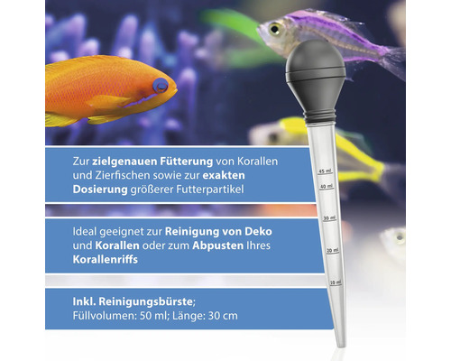 ARKA Multi-pipet 50 ml voor vloeistoffen, levend voer etc. met reinigingsborstel