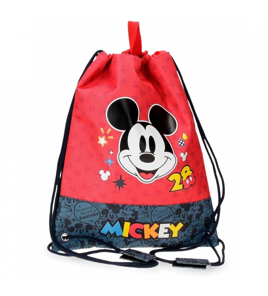 Mochila Joumma Bags Mickey Get Moving vermelha e azul - 27x34x0,5cm