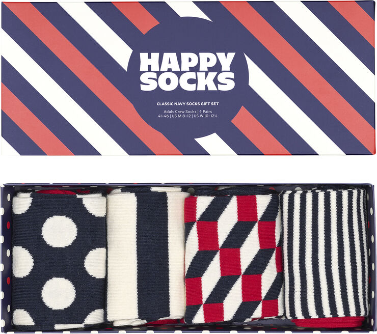 Happy Socks 4-Pack Classic Navy Socks Gift Set Navy