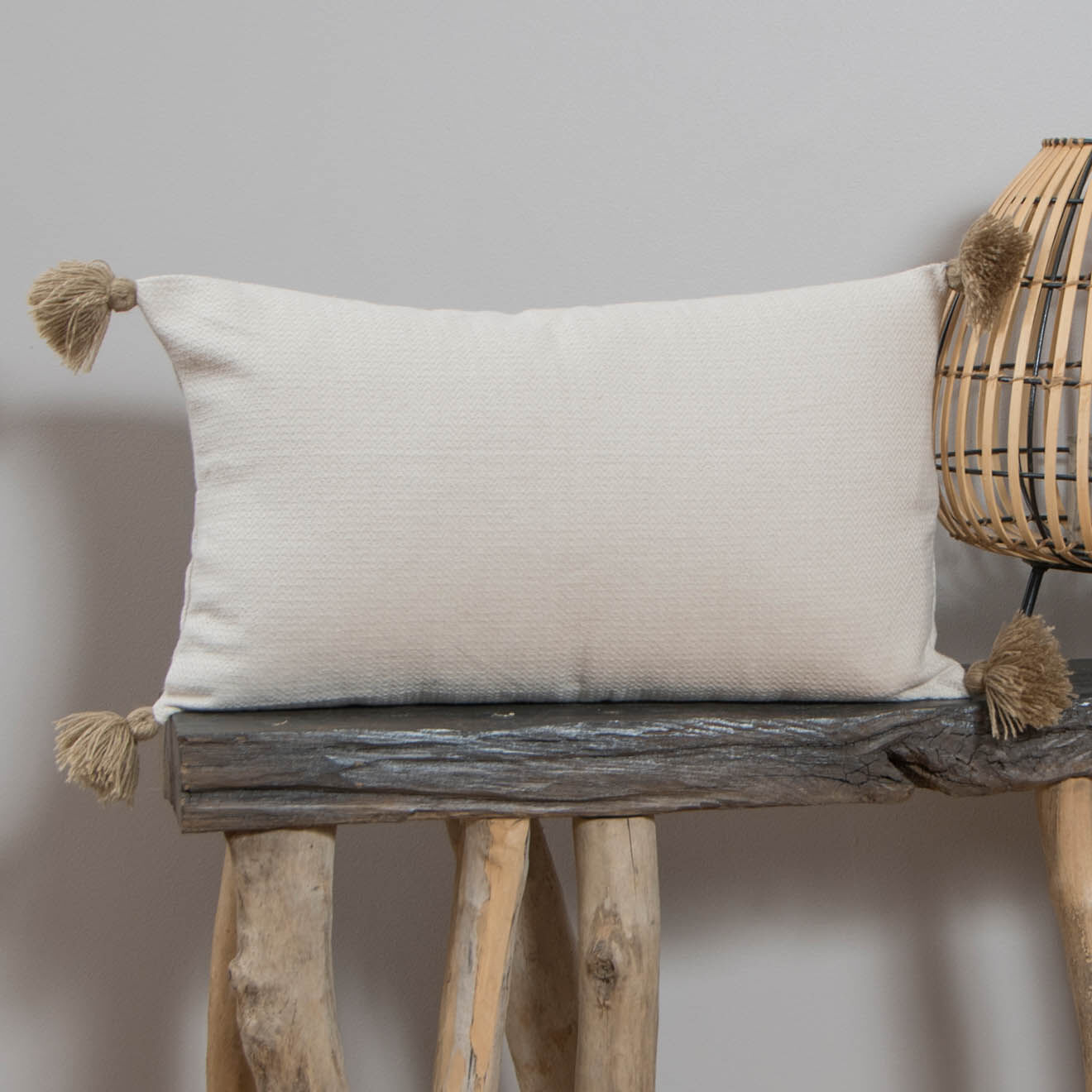 Febronie Housse de coussin chevron Stockholm taupe clair - 50x30 cm