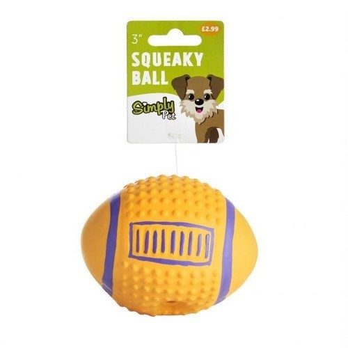 Bola de futebol americano de brinquedo com som para cães, amarela/azul