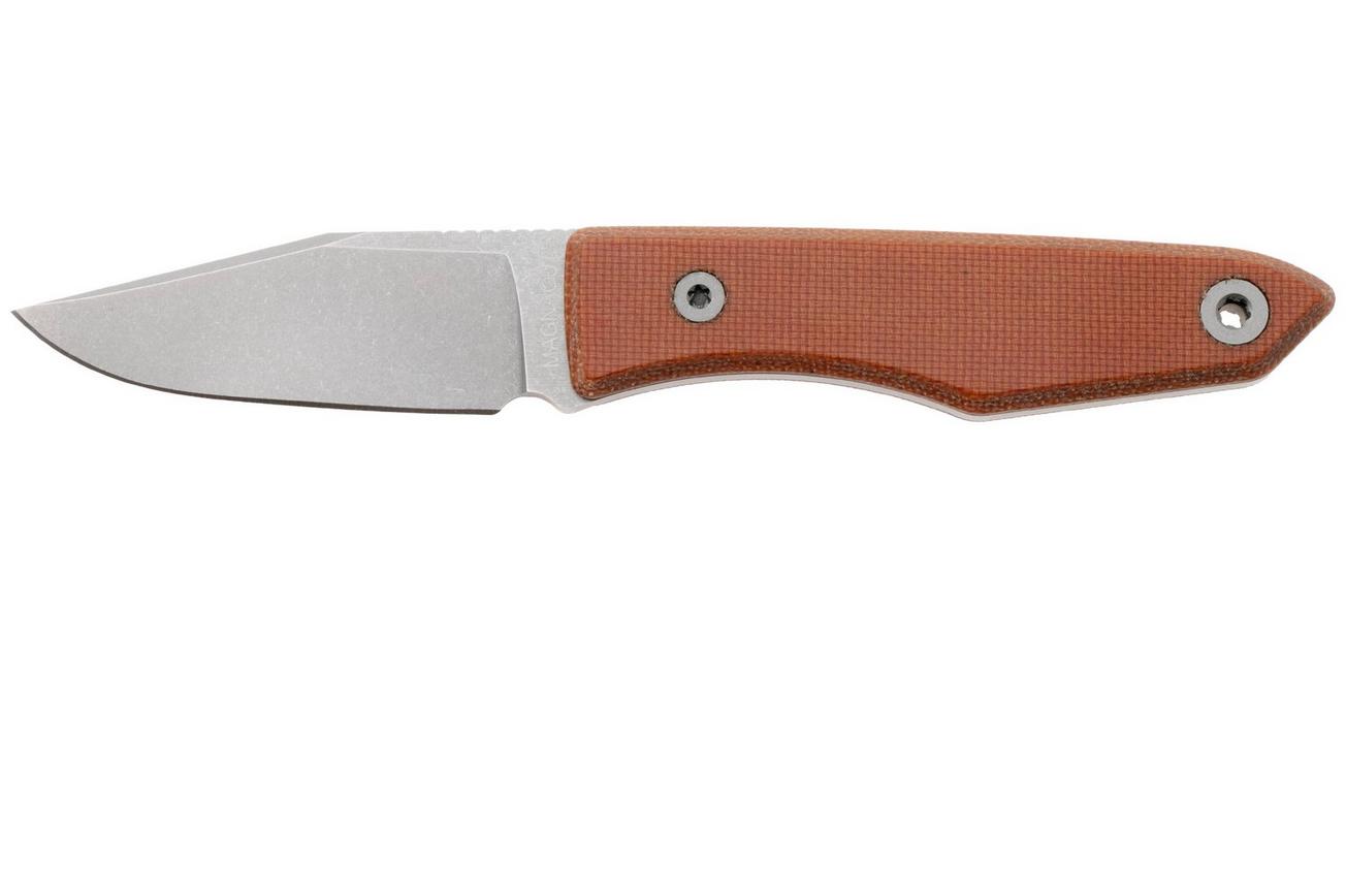 Big Idea Design USA Lookout USA-LO-NAT-MGN, Stonewashed CPM MagnaCut, Natural Micarta vaststaand mes, Mak Kelsay design