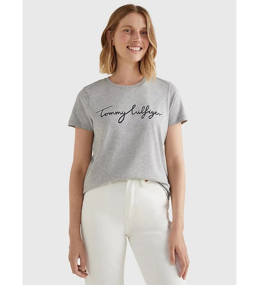Camiseta Tommy Hilfiger Heritage com gola redonda e estampa cinza