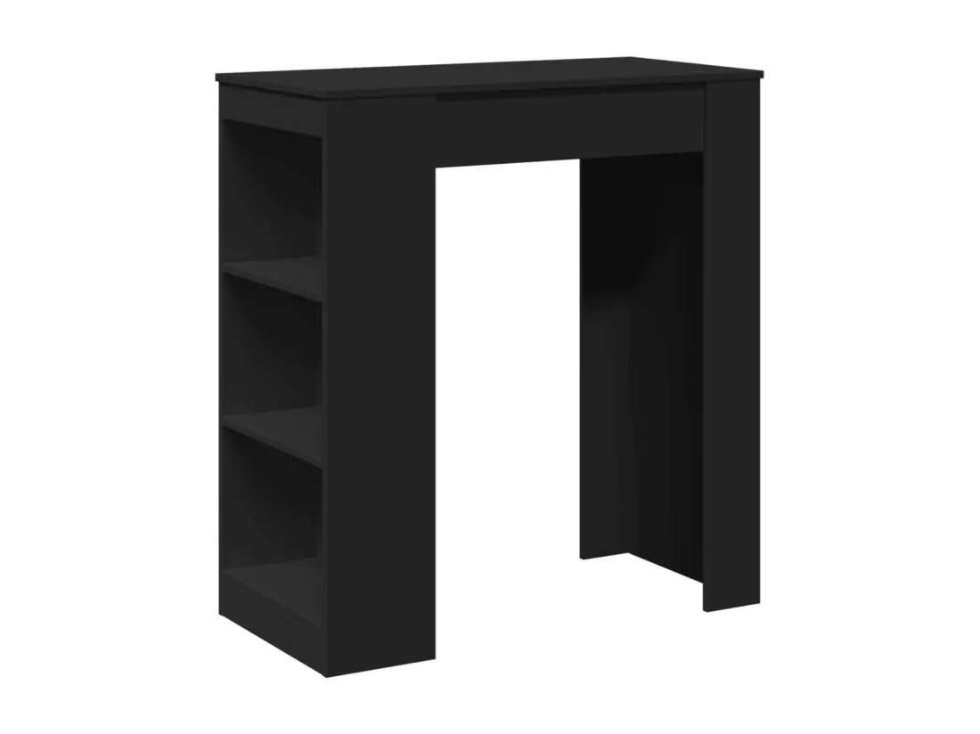 Table de bar avec étagères noir bois d'ingénierie