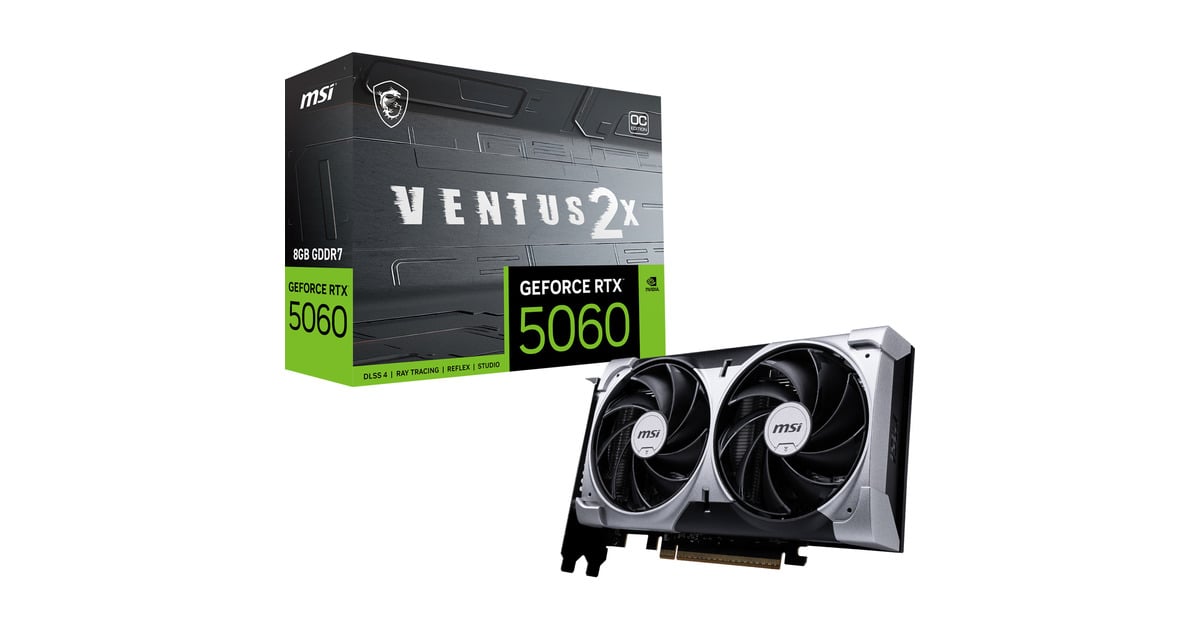 MSIGeForce RTX 5060 8G VENTUS 2X OC grafische kaart  (3x DisplayPort, 1x HDMI)
