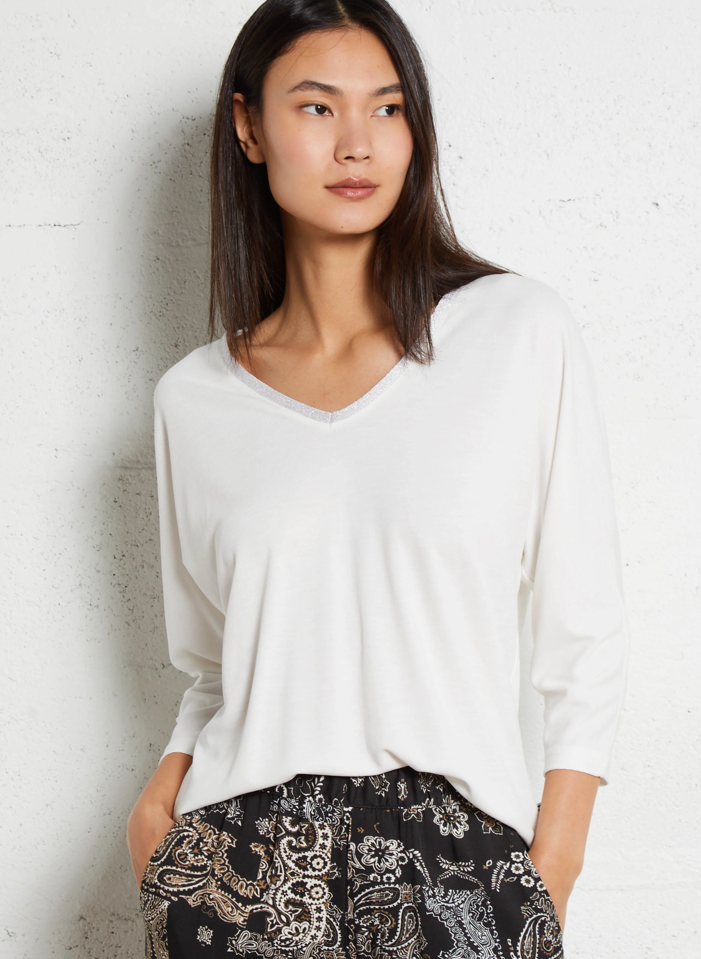 CEPADA - Top droit manches 3/4| Blanc