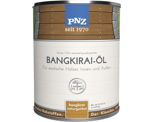 PNZ Bangkirai-olie voor binnen- en buitengebruik, natuurlijk getinte Bangkirai, 2,5 l