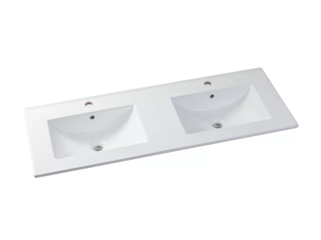 Meuble de salle de bain suspendu avec vasque à encastrer - Coloris naturel et blanc - 120 cm - ARUBA