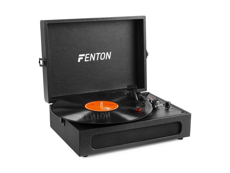 Fenton Plattenspieler mit Bluetooth RP118B Schwarz Hochwertiger Plattenspieler im Kofferdesign