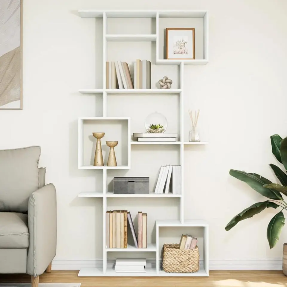 vidaXL - Symmetrische Boekenkast met vakken - Wit - Bewerkt hout - 92x29x188 cm