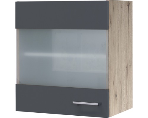 Flex Well wandkast met glazen deur Tiago BxDxH 50 x 32 x 54,8 cm basaltgrijs mat gedemonteerd scharnier omkeerbaar (links of rechts te monteren)