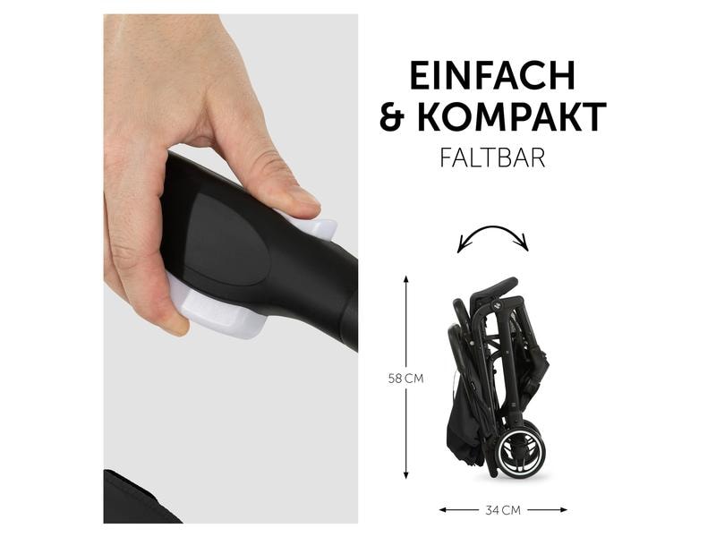 Hauck Buggy Travel N Care Schwarz Handlicher, kompakt verstaubarer Kinderwagen