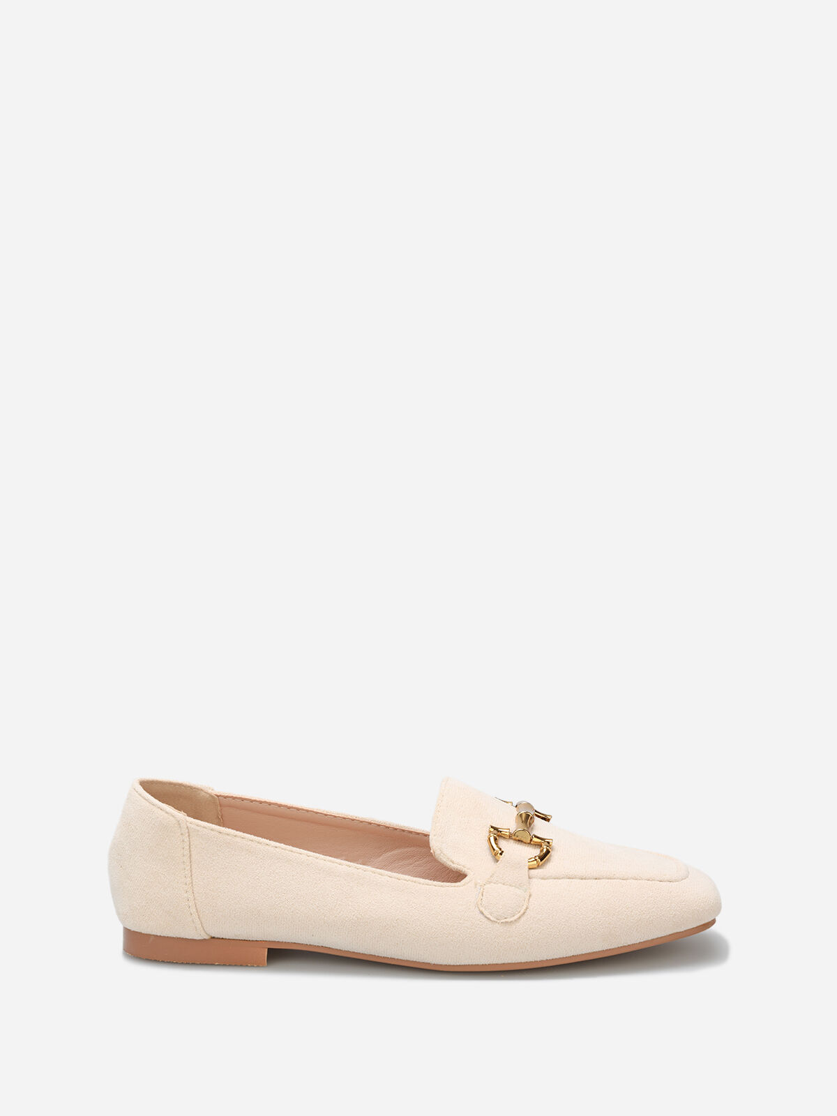 Mocassins en suédine à bride- Beige