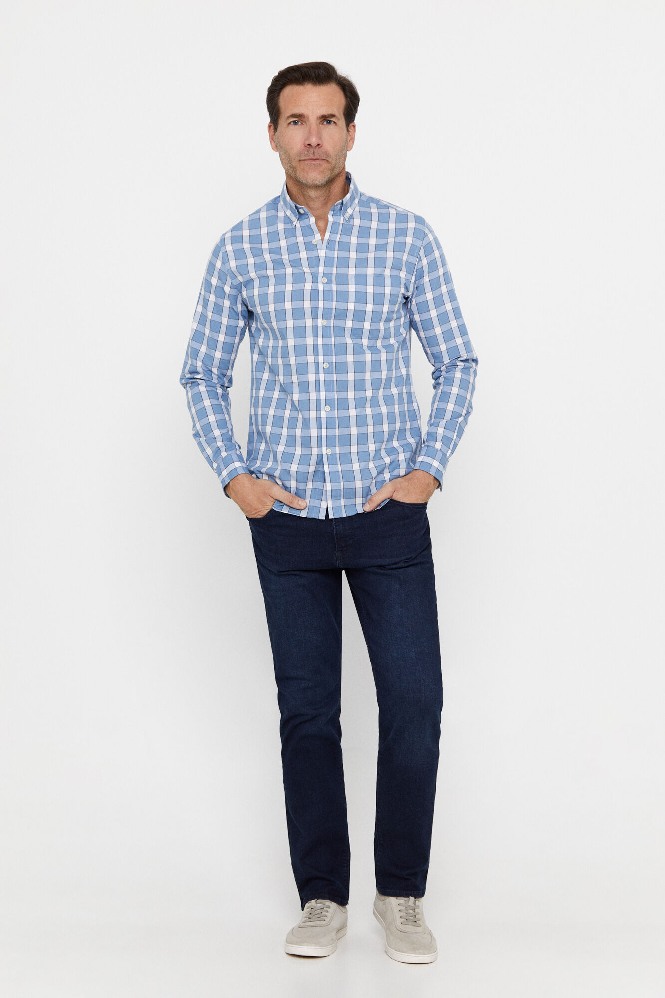 Camisa xadrez fácil de passar - Azul
