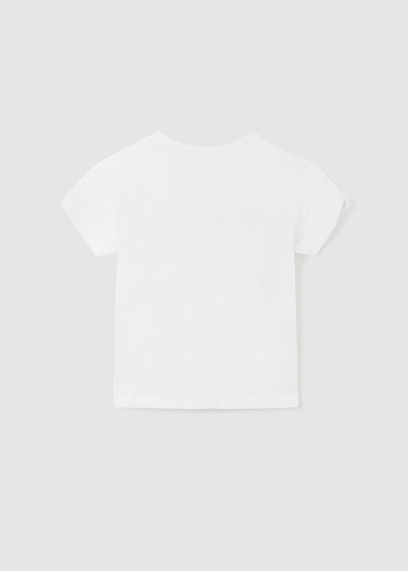Camiseta de manga curta para meninas, feita de algodão sustentável.