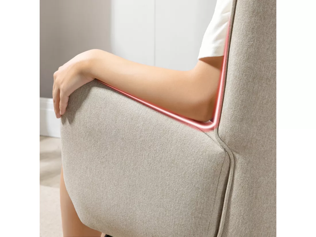 MEUBLES COSY Fauteuil Scandinave Confortable Chaise de Coiffeuse Canapé de Loisirs pour Salon Chambre Salle à Manger Bureau avec Assise Épais Accoudoirs Rembourés en Tissu Pieds Métal, Beige