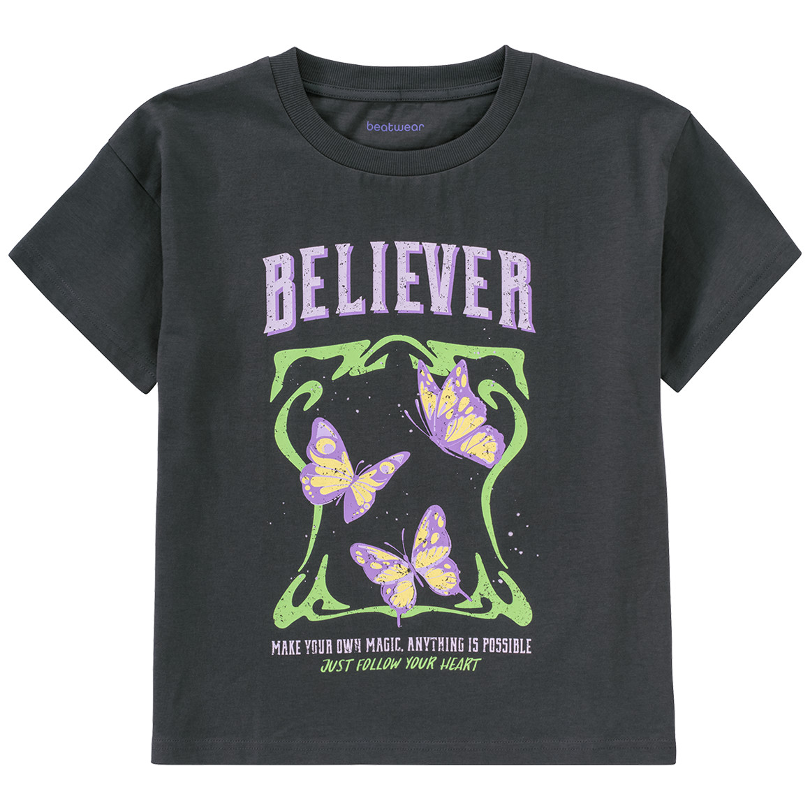 Beatwear Mädchen T-Shirt mit Print dunkelgrau