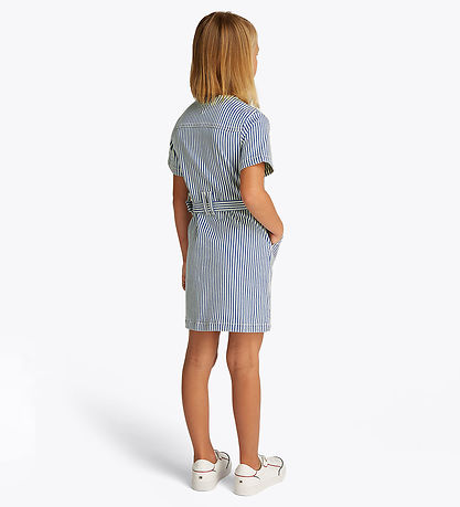 Tommy Hilfiger Kleid - Striped Denim - Blau/Weiß