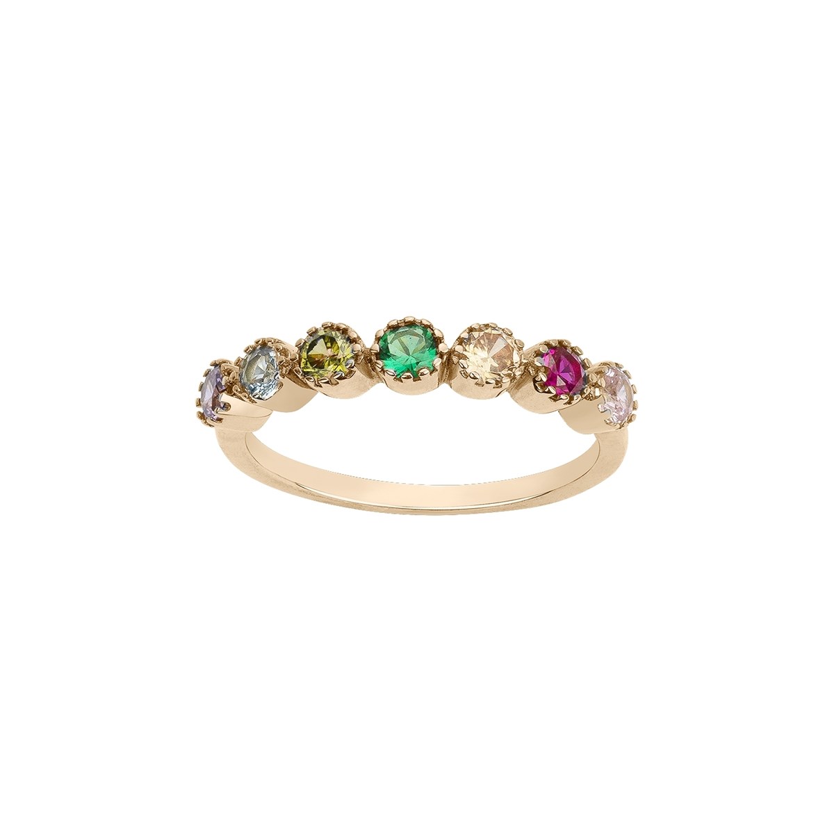 Alliance en Plaqué Or avec oxyde de zirconium multicolore