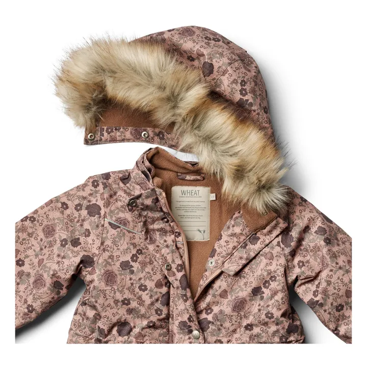 Wheat Parka Fleurie Façon Fourrure Matières Recyclées Mathilde | Rose poudré