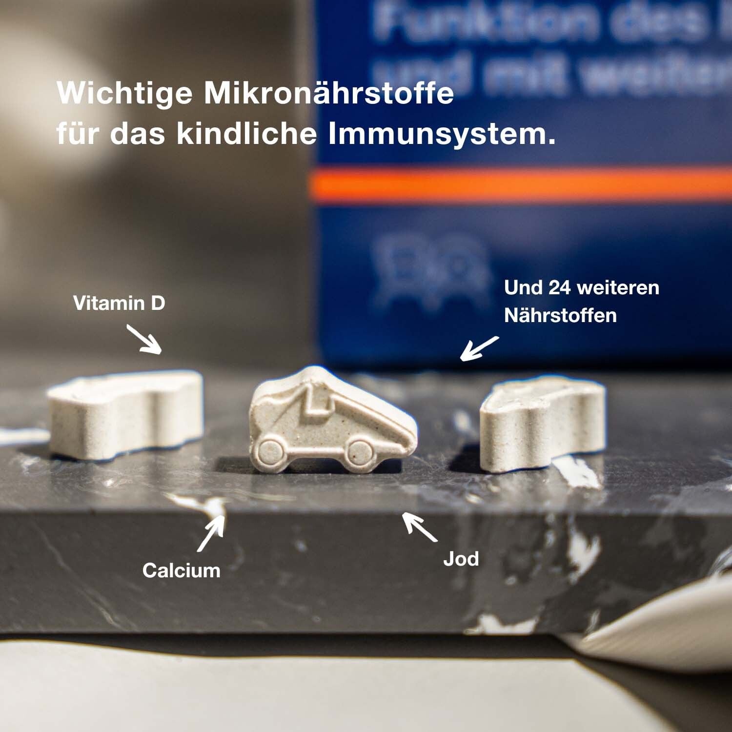 Orthomol junior C plus - mit Vitamin C als Beitrag zu einer normalen Funktion des Immunsystems - Waldfrucht-Geschmack - Kautabletten