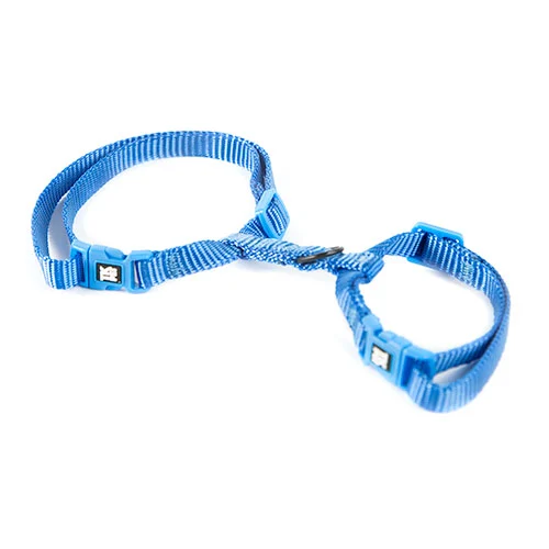 Coleira peitoral clássica ajustável em nylon azul para gatos da TK-Pet