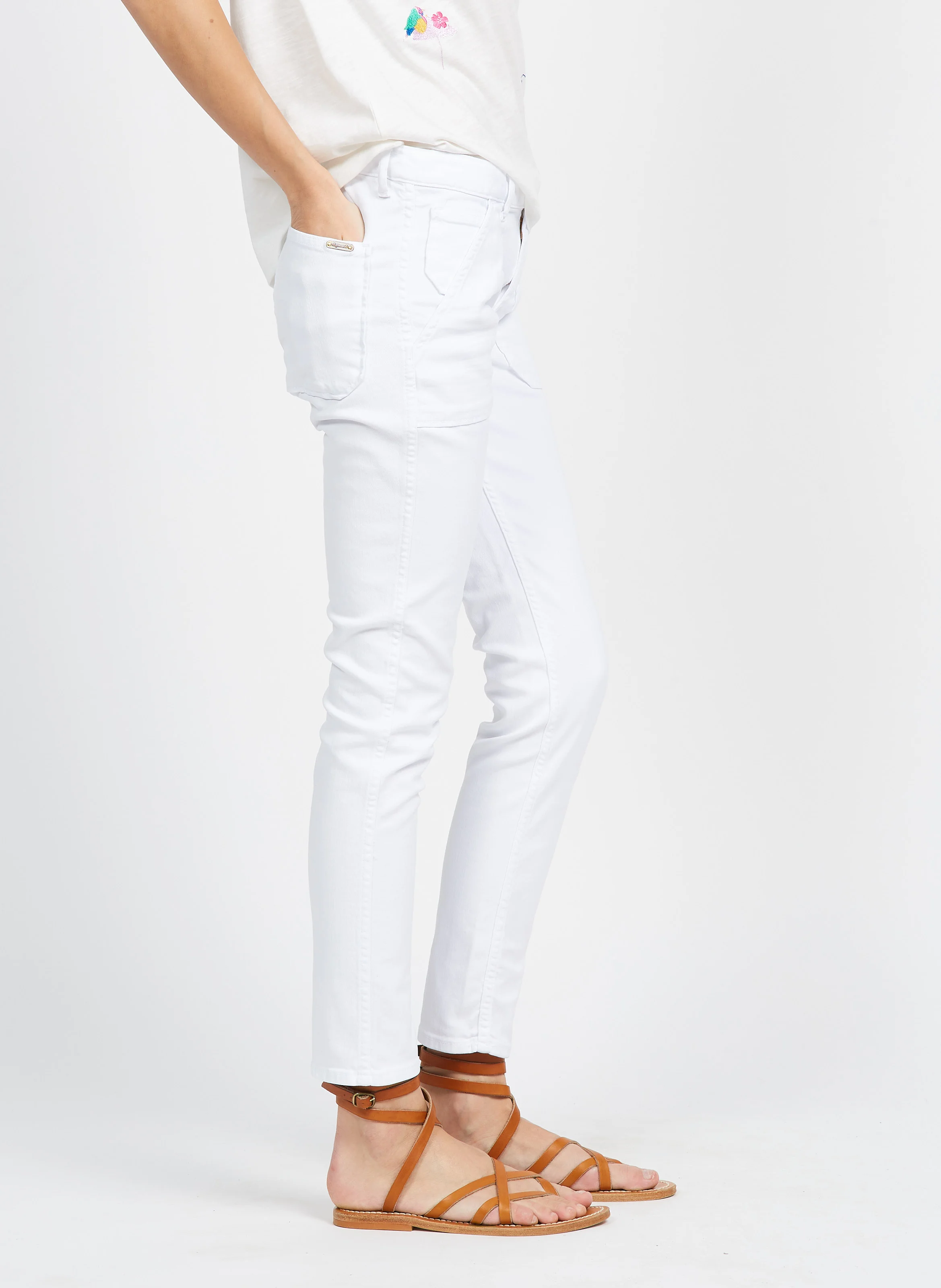 PIERCE - Jean slim en coton mélangé | Blanc