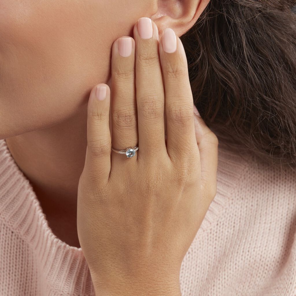 Bague Tarente Or Blanc Topaze Et Oxyde De Zirconium