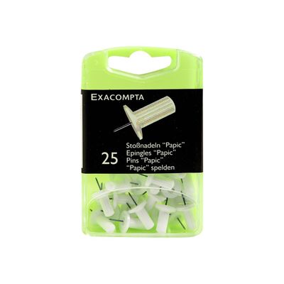 Exacompta - 25 Épingles papic - 10 mm -blanc