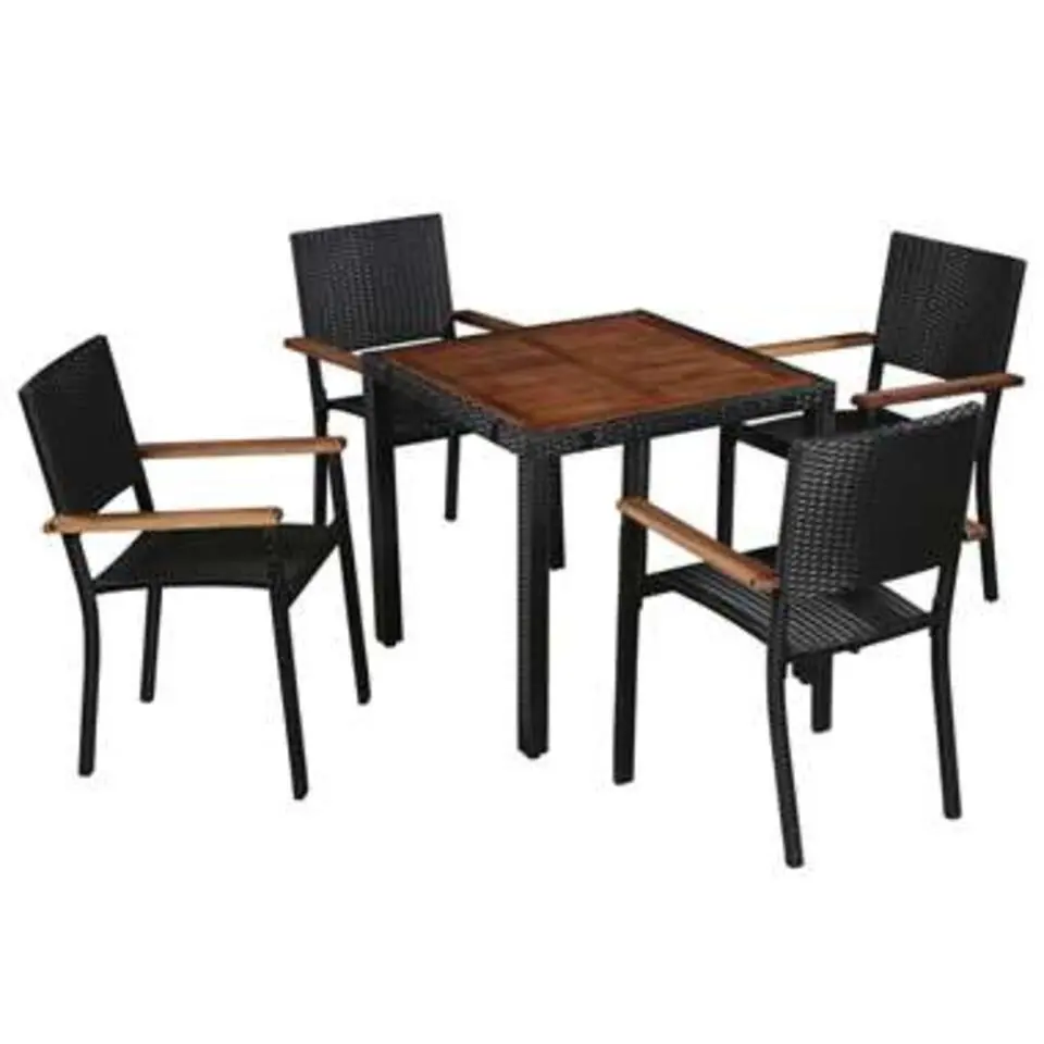 vidaXL - Tuinset - Zwart - Poly rattan