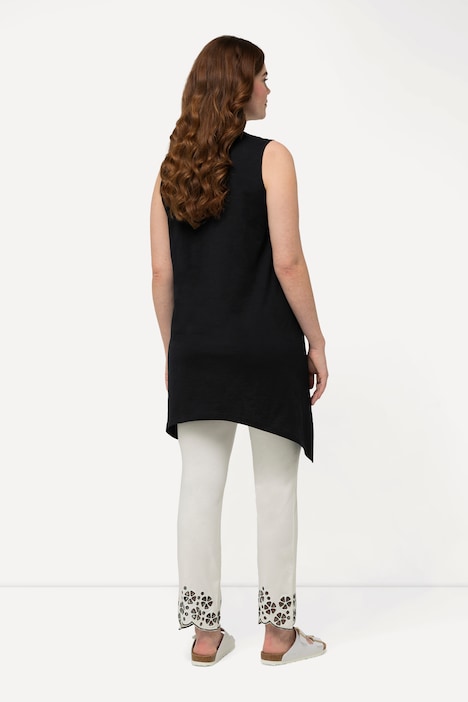 Longtop, Zipfelsaum, A-Linie, V-Ausschnitt, Biobaumwolle