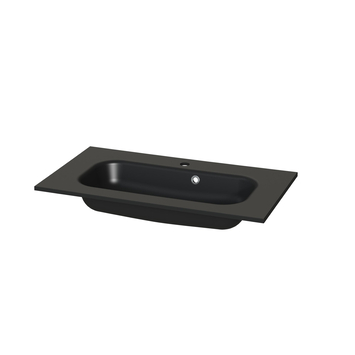 Tiger Reverse Meubelset 80 cm met 2 lades Chalet eik / Mat zwart inclusief Oval wastafel mat zwart