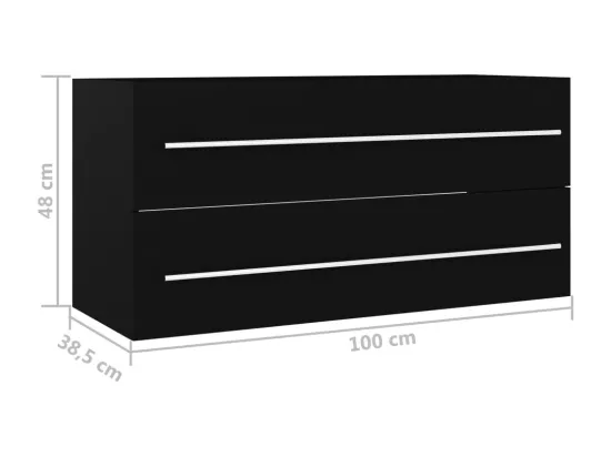 Armoire d'évier avec lavabo intégré Noir Aggloméré