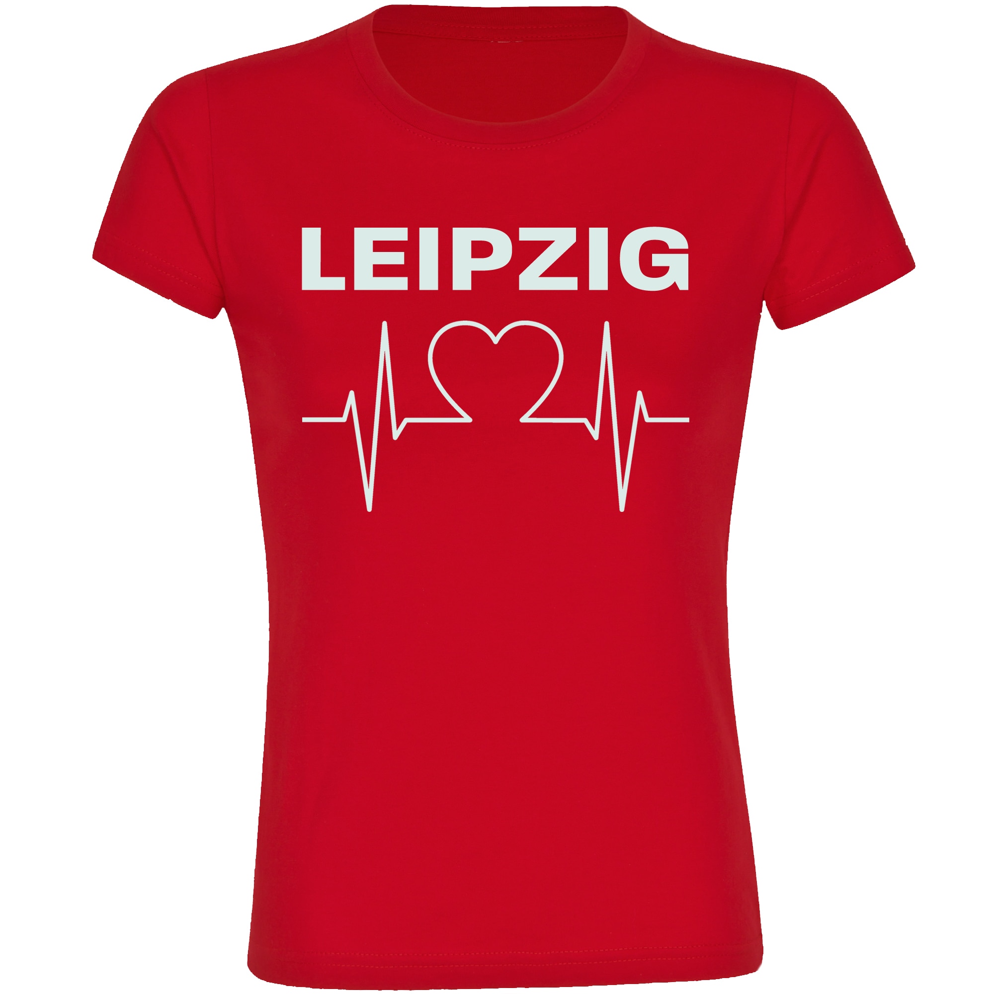 multifanshop® Damen T-Shirt - Leipzig - Herzschlag - Druck weiß